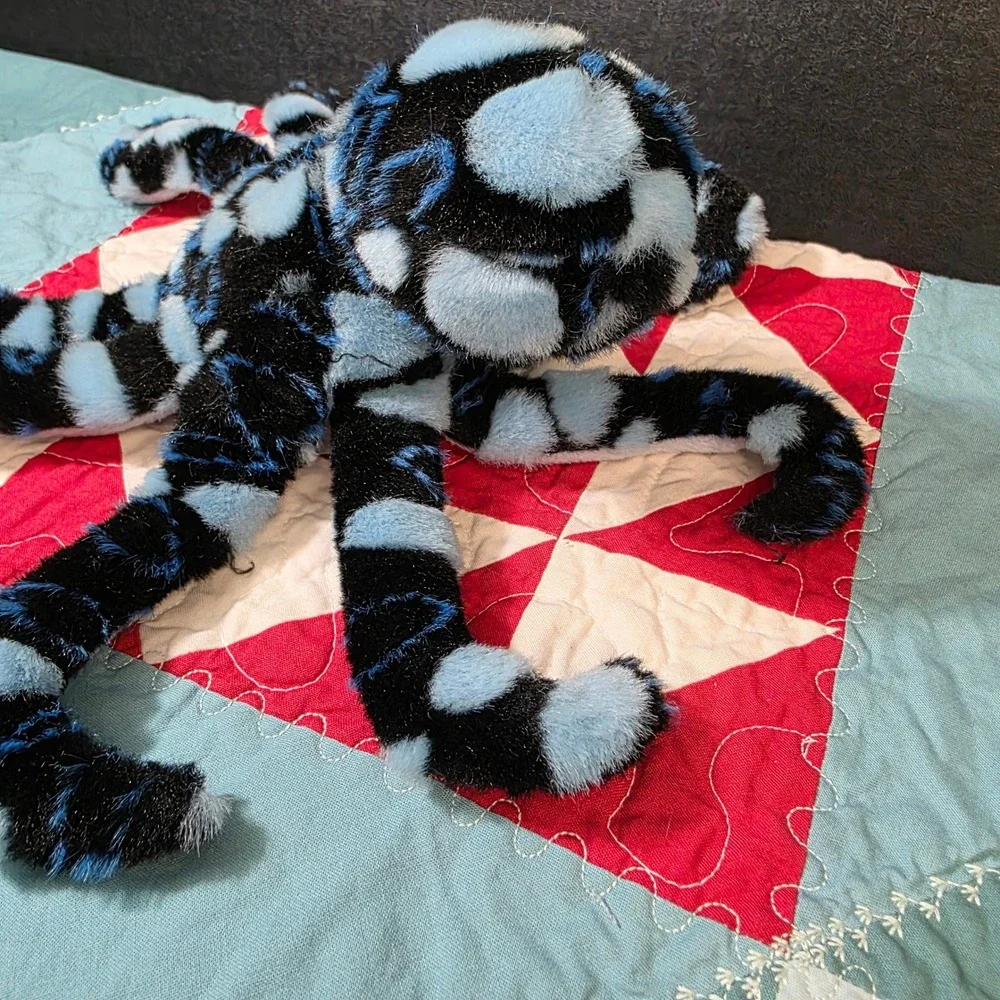Vintage The Petting Zoo Octopus Plush Kids Small Black Blue Spotted Sea Toy 1994